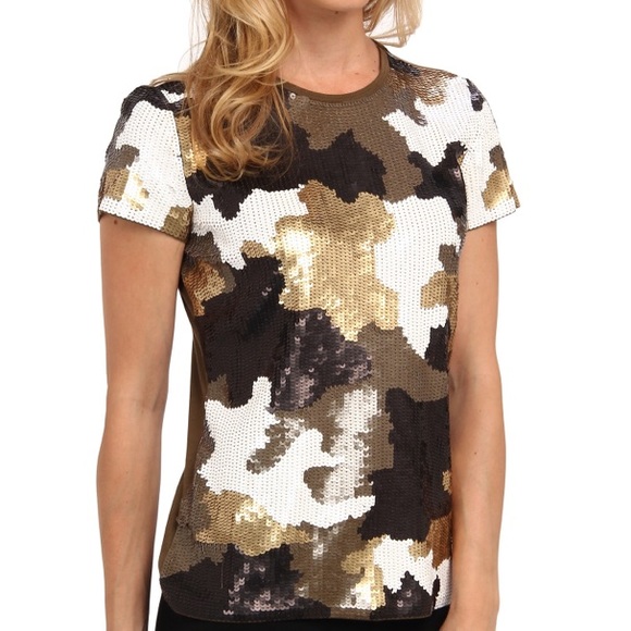 MICHAEL Michael Kors | Tops | Michael Kors Camo Sequin Top | Poshmark